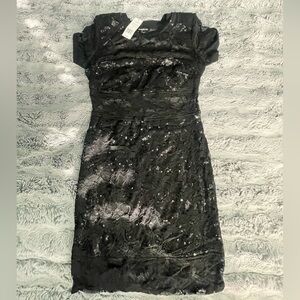 Bebe L/s Lace Tee Dress Jet Black